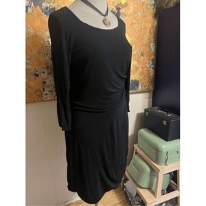 Karen Millen beautifully draped, Knee Lenght black jersey dress Size 12